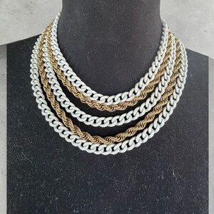 Monet Multi-Strand Two-Tone Necklace in Gold and White